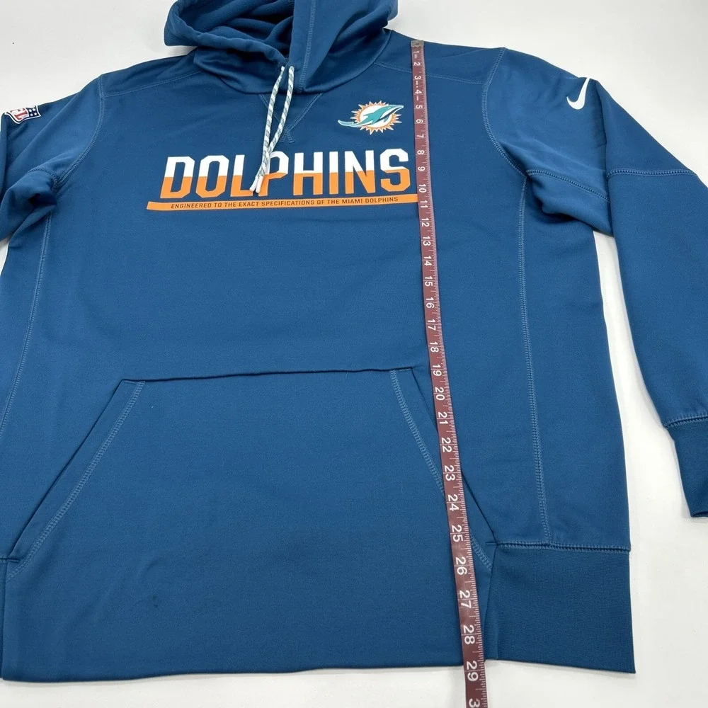 Miami Dolphins Sweatshirt Mens L Marine Blue Nike On Field Therma-Fit Hoodie NFL